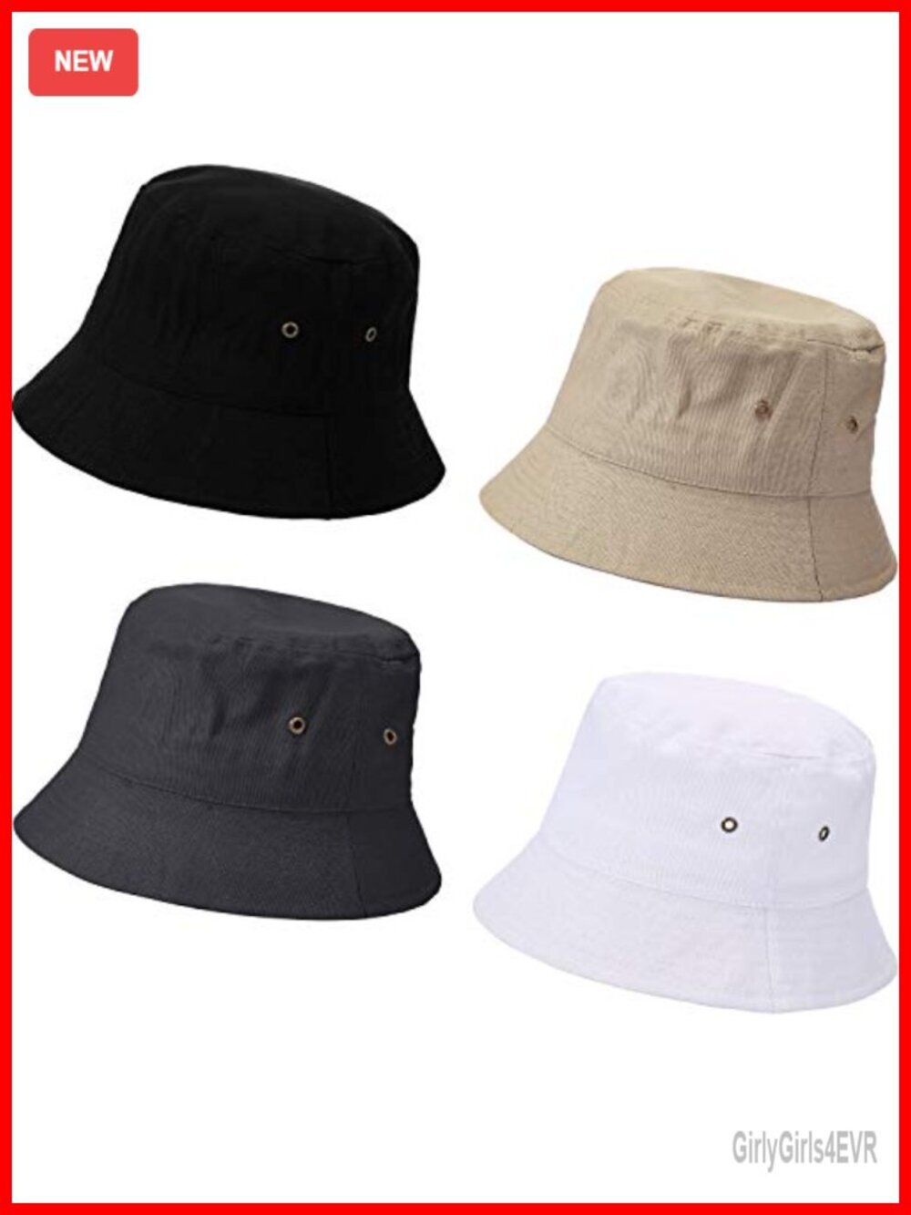 4 Pack Cotton Bucket Hat Packable Travel Beach Sun Hat